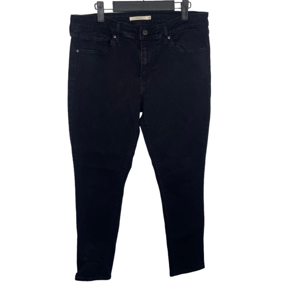 Levis 711 Skinny Jeans Black Mid Rise Stretch Denim Size 32
